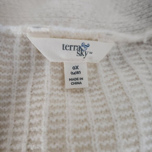 Terra Sky Popcorn Stitch Open Duster, Cream,  NWT - Picture 5 of 12